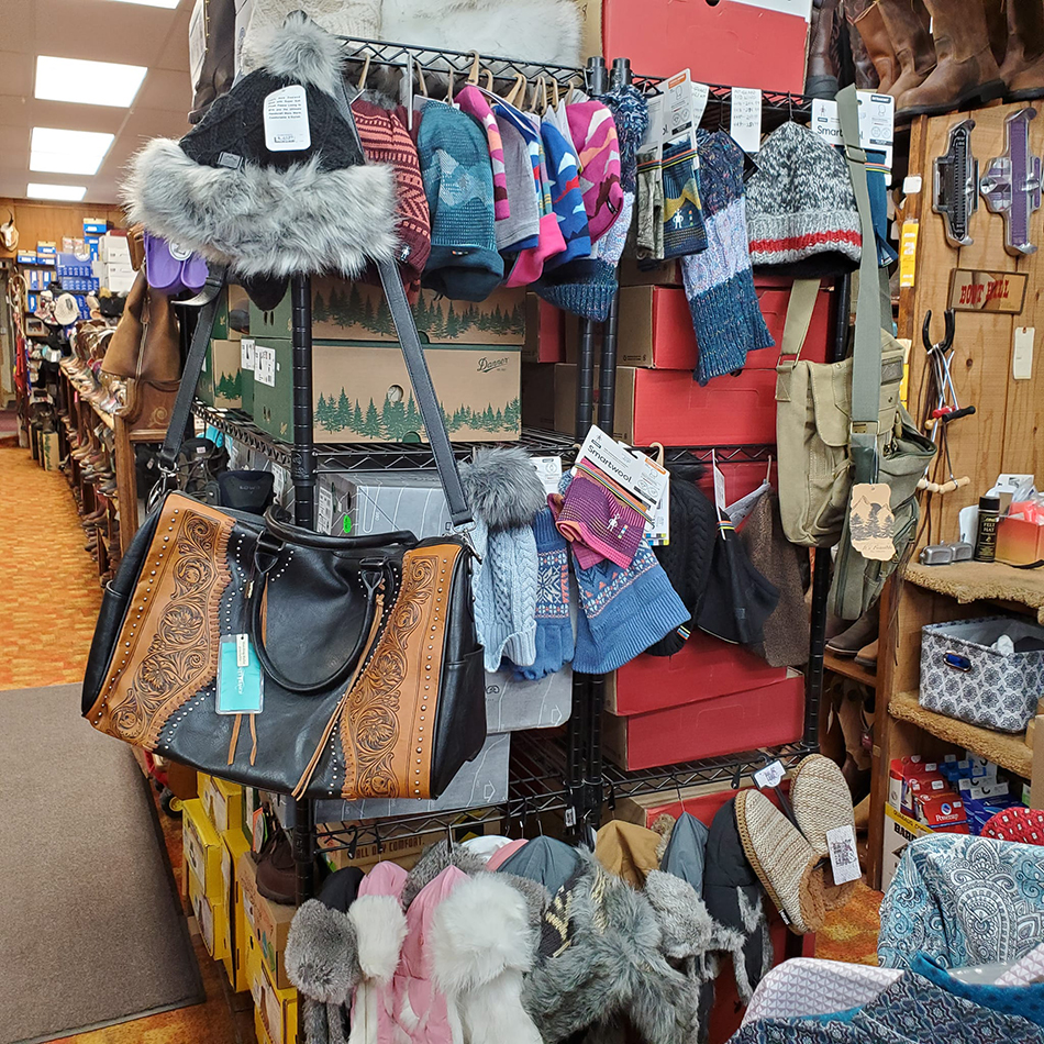 Various hats on display